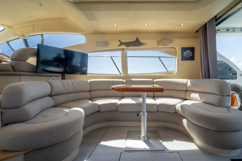  Yacht Photos Pics Luxurious interior of 2001 Azimut 46 yacht with plush seating and modern decor.