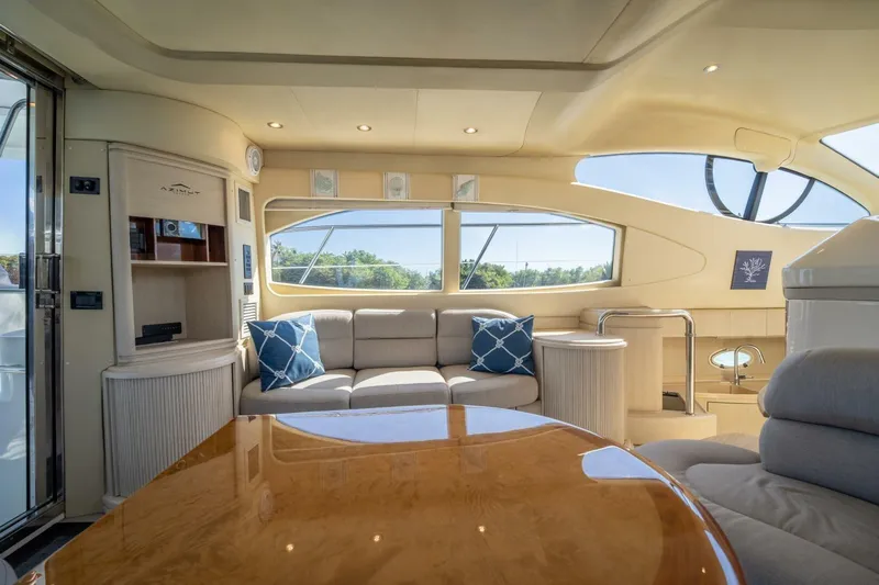  Yacht Photos Pics Luxurious interior of a 2001 Azimut 46 yacht with elegant seating and modern design.