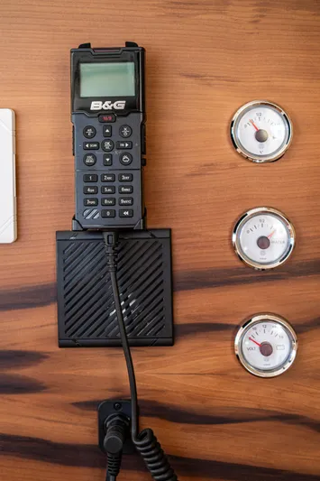  Yacht Photos Pics Control panel of 2023 Fountaine Pajot Isla 40 with radio and gauges.