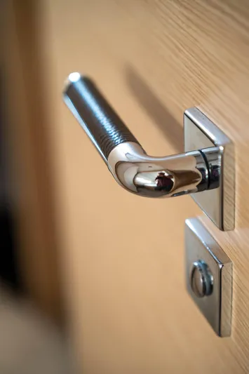  Yacht Photos Pics Chrome door handle on Fountaine Pajot Isla 40 yacht, 2023 model.