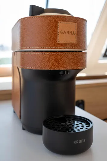  Yacht Photos Pics Luxurious coffee machine with leather accents on a Fountaine Pajot Isla 40 yacht, 2023 model.