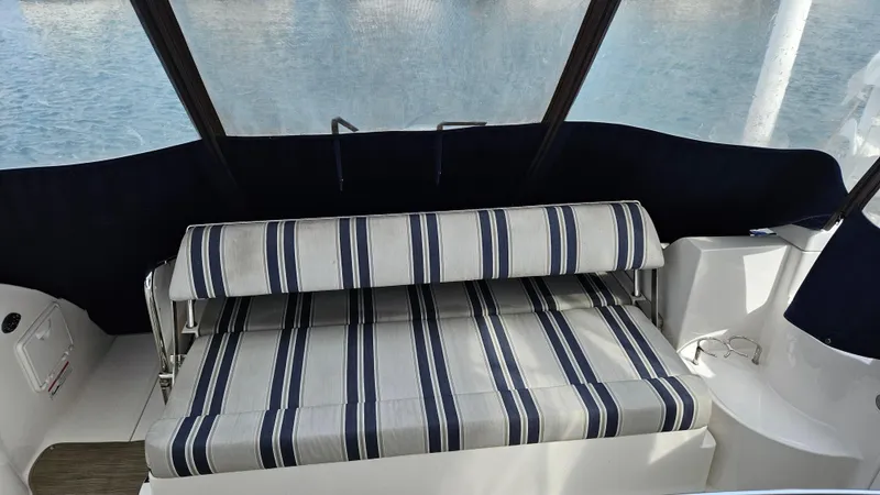  Yacht Photos Pics 2007 Regal 3760 Commodore boat interior with striped seating.