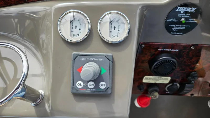  Yacht Photos Pics 2007 Regal 3760 Commodore boat dashboard with gauges and controls.