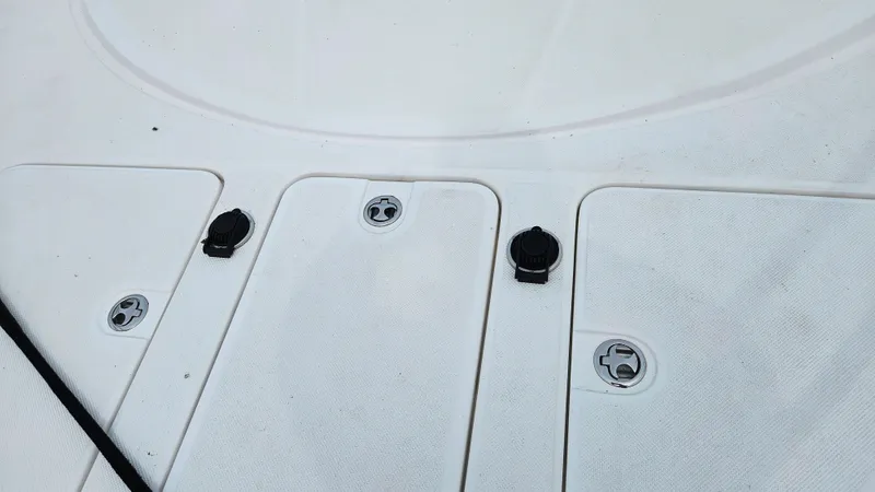  Yacht Photos Pics Close-up of 2007 Regal 3760 Commodore boat deck fittings.