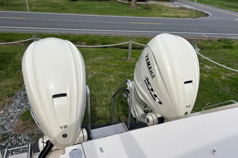  Yacht Photos Pics Twin Yamaha V8 outboard engines on a 2025 Grady-White Canyon 336 boat.