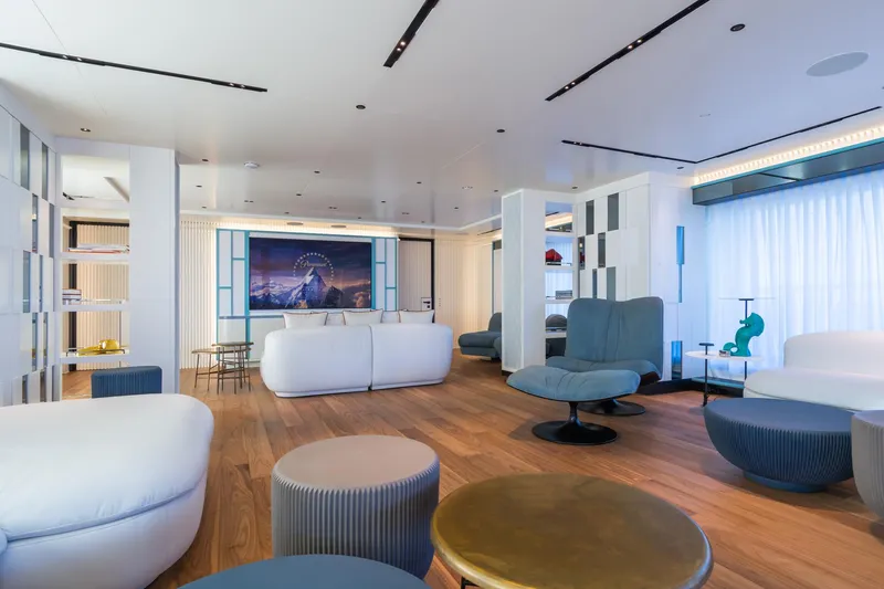 Rio Yacht Photos Pics Luxurious CRN 62m yacht interior, 2022 model, featuring modern seating and elegant decor.