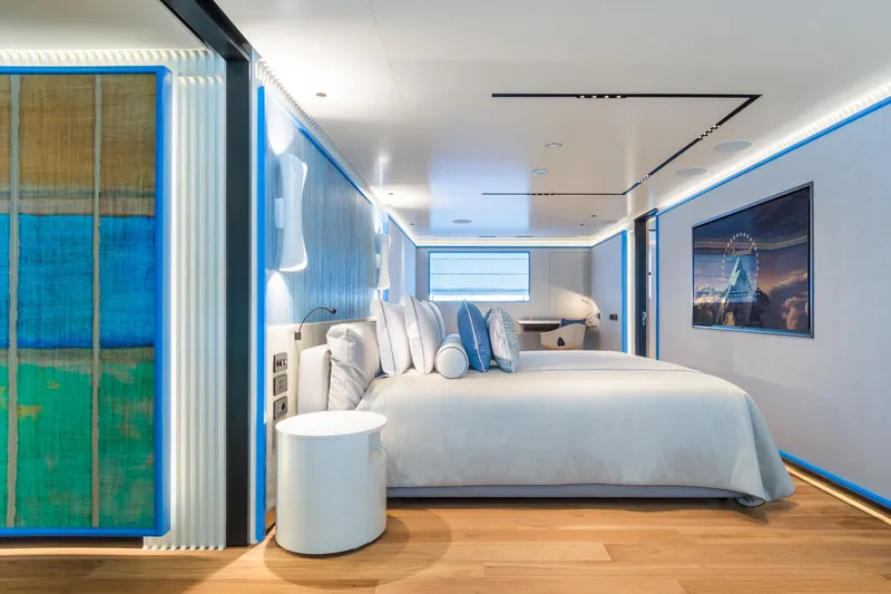 Rio Yacht Photos Pics Luxurious CRN 62m yacht bedroom, modern design, elegant decor, 2022 model.
