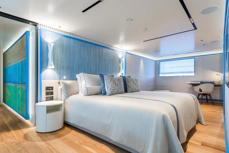 Rio Yacht Photos Pics Luxurious CRN 62m yacht bedroom interior, modern design, 2022 model.