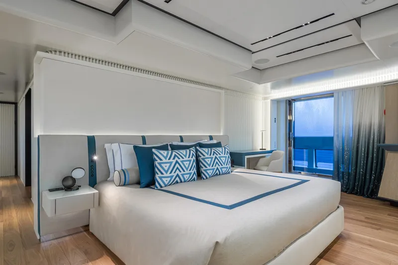 Rio Yacht Photos Pics Luxurious CRN 62m yacht bedroom, modern design, ocean view, 2022 model.