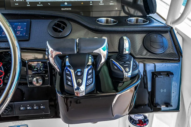  Yacht Photos Pics Control panel of 2025 Grady-White Canyon 456 boat with advanced navigation systems.