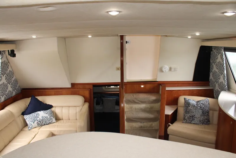 Everyday Yacht Photos Pics Luxurious interior of 2003 Silverton 453 Motor Yacht with elegant seating and stylish decor.