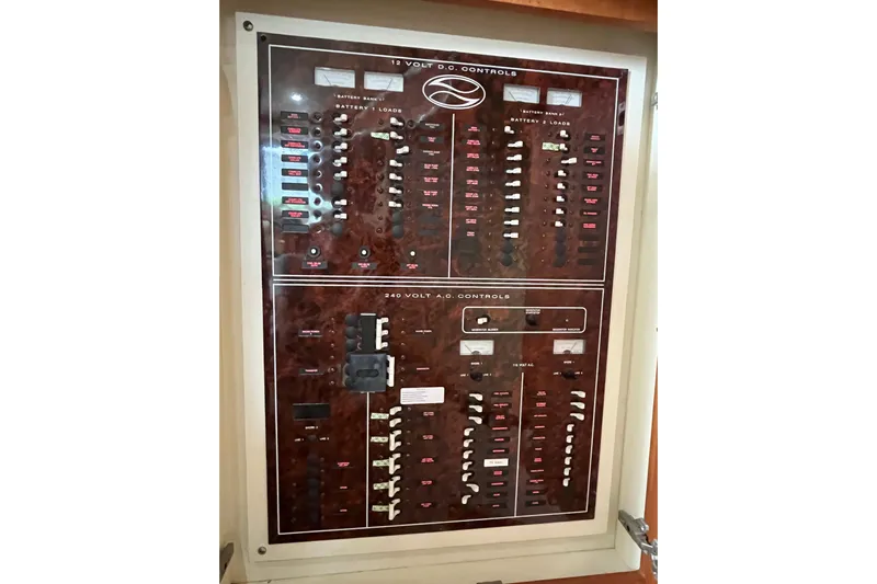 Everyday Yacht Photos Pics Electrical control panel on a 2003 Silverton 453 Motor Yacht.