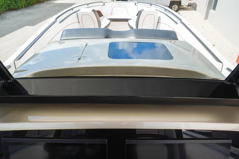  Yacht Photos Pics 2023 Renegade 38 GTS Open boat interior with sleek seating and modern design.