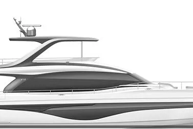  Yacht Photos Pics 2025 Princess Y72 yacht side profile, sleek design, modern luxury vessel.