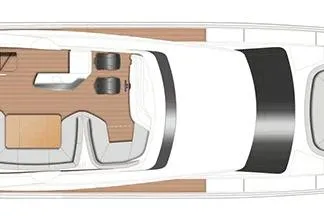  Yacht Photos Pics Top view layout of 2025 Princess Y72 yacht, showcasing interior design and deck arrangement.