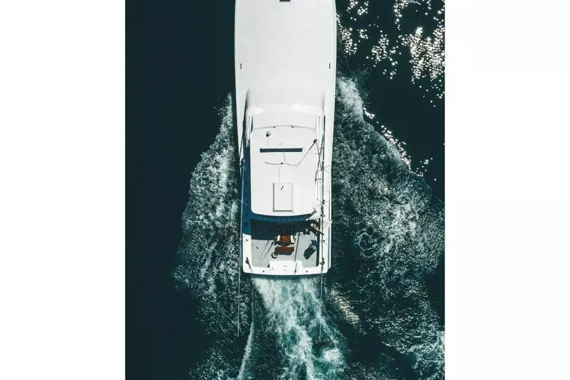  Yacht Photos Pics Aerial view of a 1992 Blackwell Custom Carolina yacht on the water.