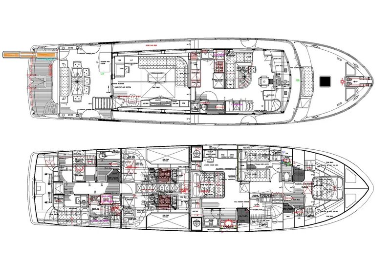 Unbridled Yacht Photos Pics Floor plan of 2012 Outer Reef Yachts 700 Motoryacht, showcasing detailed interior layout.
