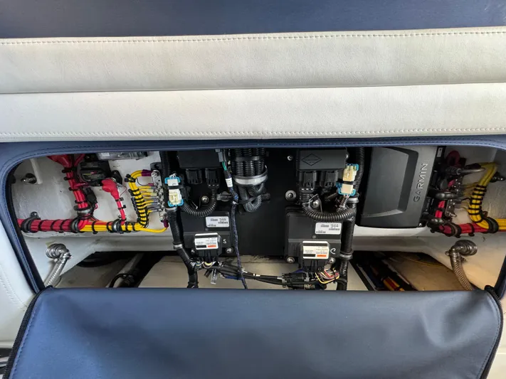 Yacht Photos Pics 2019 Nor-Tech 390 Sport Center Console electrical system with Garmin components and wiring.