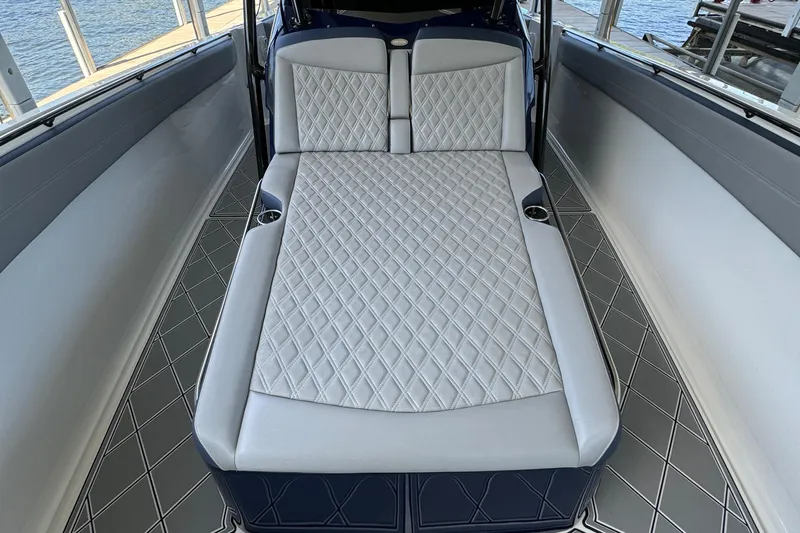  Yacht Photos Pics 2019 Nor-Tech 390 Sport Center Console with luxurious diamond-stitched seating.