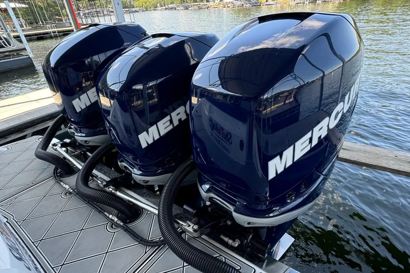  Yacht Photos Pics Triple Mercury outboard engines on a 2019 Nor-Tech 390 Sport Center Console boat.
