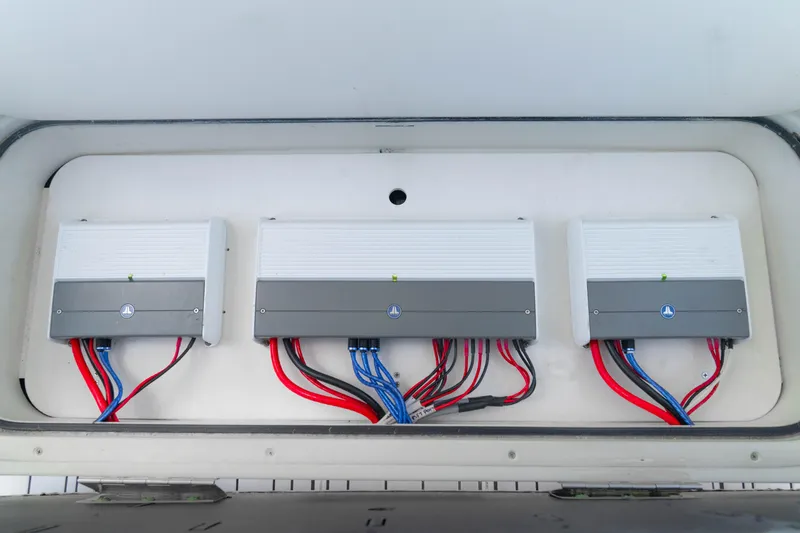  Yacht Photos Pics Three electrical components with colorful wiring in a 2018 HCB 39 Speciale boat.