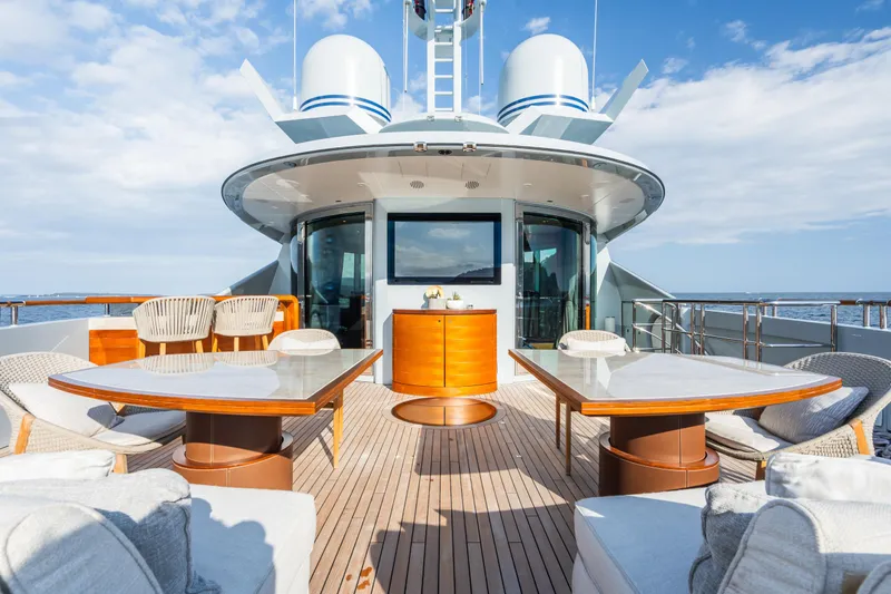 After You Yacht Photos Pics Luxurious deck of 2011 Heesen 55m yacht with elegant seating and ocean view.
