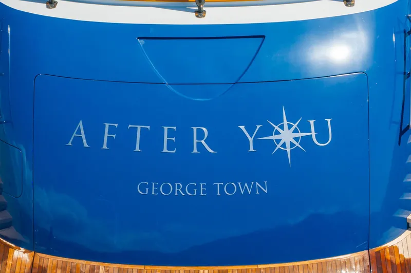 After You Yacht Photos Pics Heesen 55m yacht "After You" stern, George Town, 2011 model, blue hull.