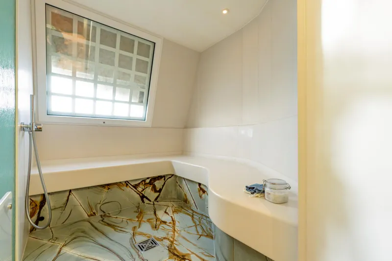 After You Yacht Photos Pics Luxurious bathroom in 2011 Heesen 55m yacht with elegant marble flooring.