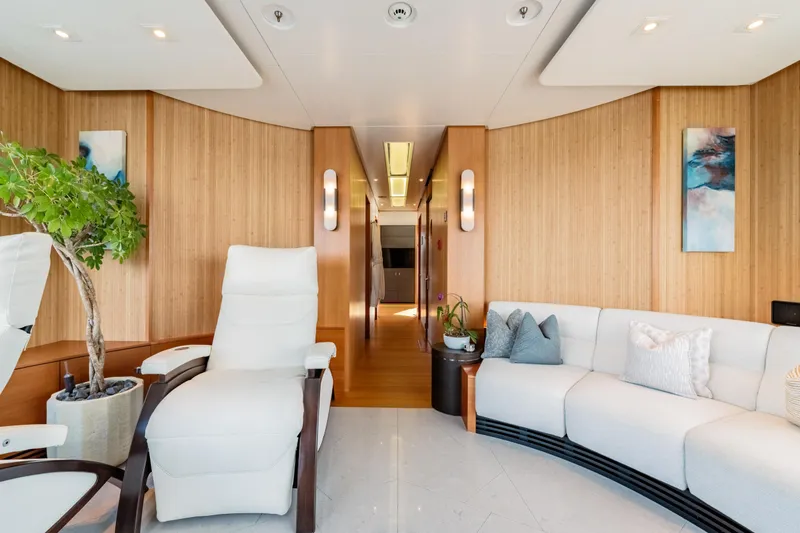 After You Yacht Photos Pics Luxurious interior of 2011 Heesen 55m yacht with modern seating and elegant decor.