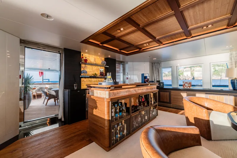 After You Yacht Photos Pics Luxurious interior of 2011 Heesen 55m yacht with elegant bar and seating area.