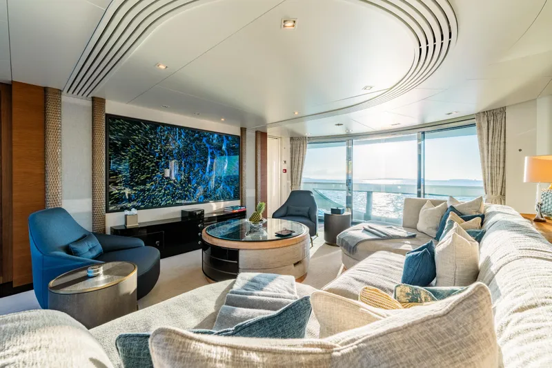 After You Yacht Photos Pics Luxurious interior of 2011 Heesen 55m yacht with ocean view and modern decor.