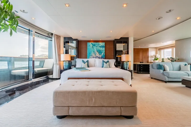 After You Yacht Photos Pics Luxurious bedroom interior on a 2011 Heesen 55m yacht with ocean views.