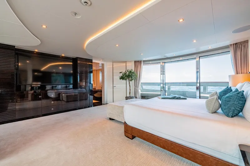 After You Yacht Photos Pics Luxurious bedroom interior on a 2011 Heesen 55m yacht with ocean views.
