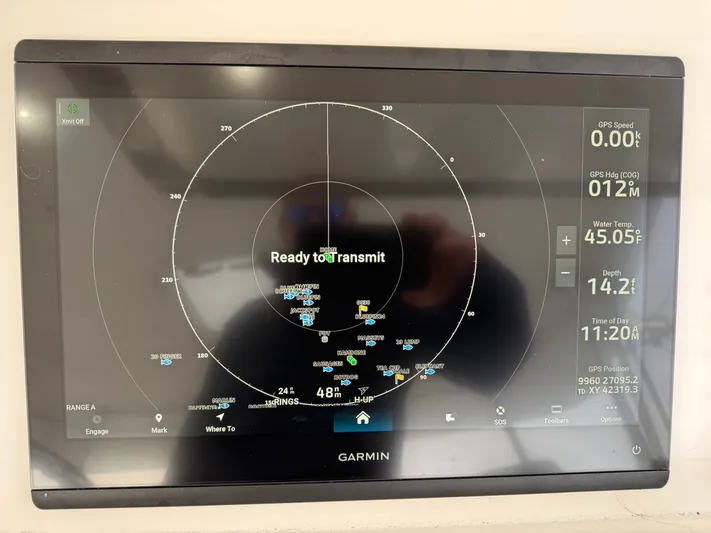 Split Decision Yacht Photos Pics Garmin marine display on 2005 Ocean Yachts 46 Super Sport.