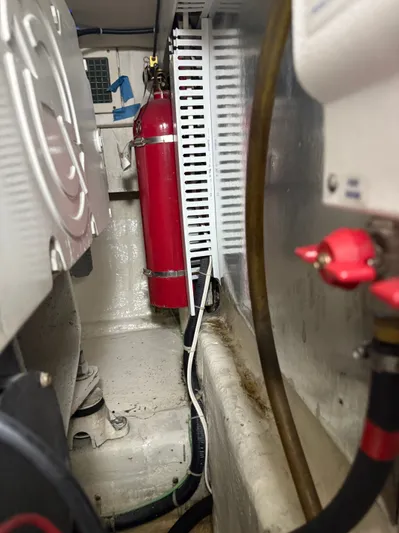 Split Decision Yacht Photos Pics Engine room of a 2005 Ocean Yachts 46 Super Sport.