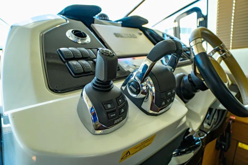 Gracia Yacht Photos Pics 2019 Beneteau Gran Turismo 50 helm with joystick and throttle controls.