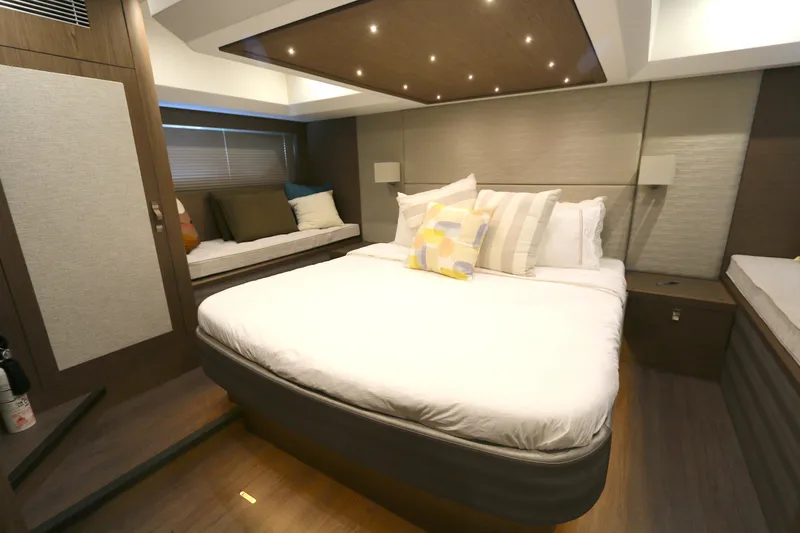 Gracia Yacht Photos Pics Luxurious cabin interior of 2019 Beneteau Gran Turismo 50 yacht with modern design.