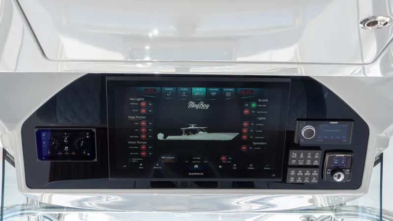  Yacht Photos Pics 2026 Mag Bay 43 CC dashboard with advanced navigation and control systems.