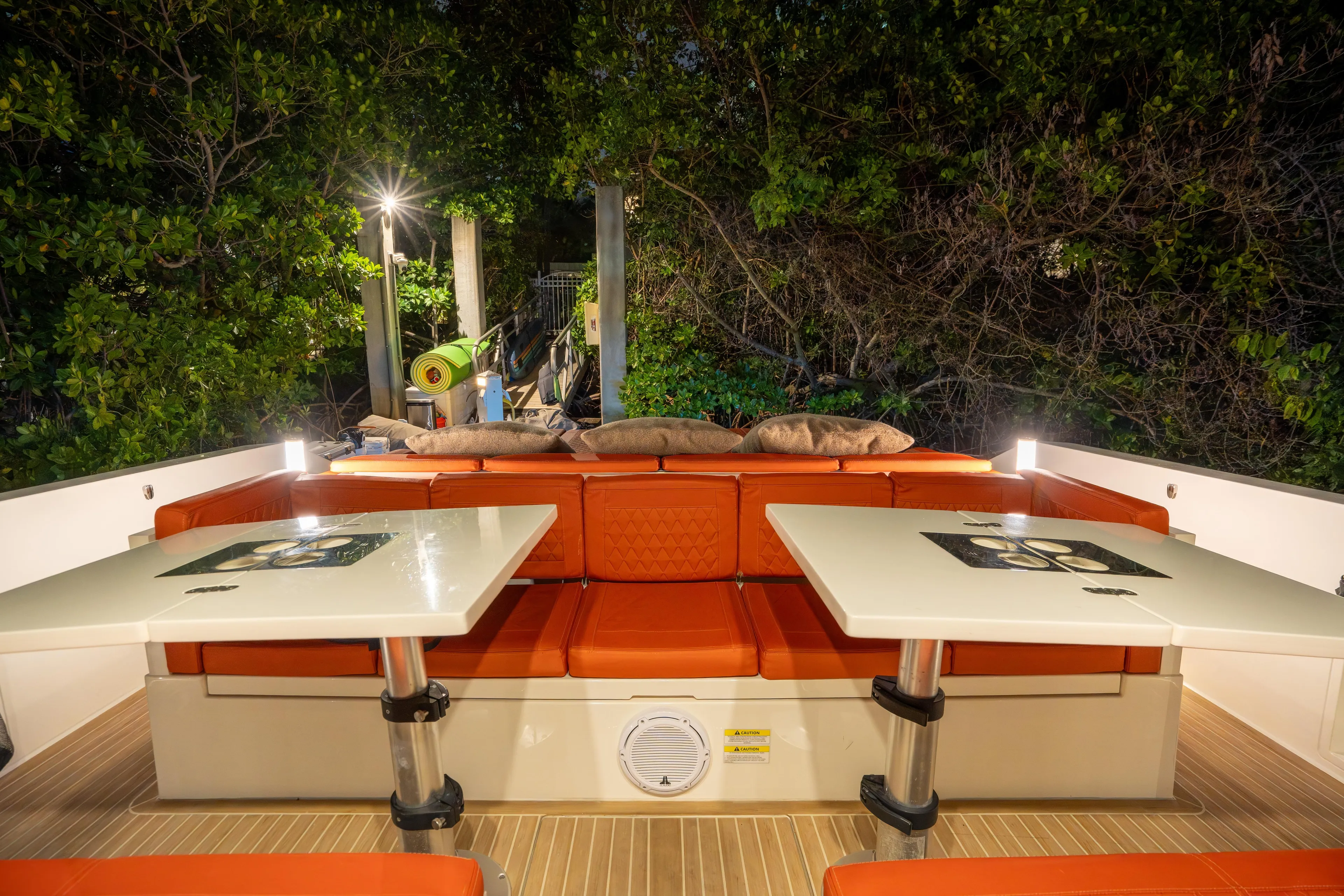  Yacht Photos Pics Luxurious 2023 De Antonio Yachts D42 Open with elegant outdoor seating area.