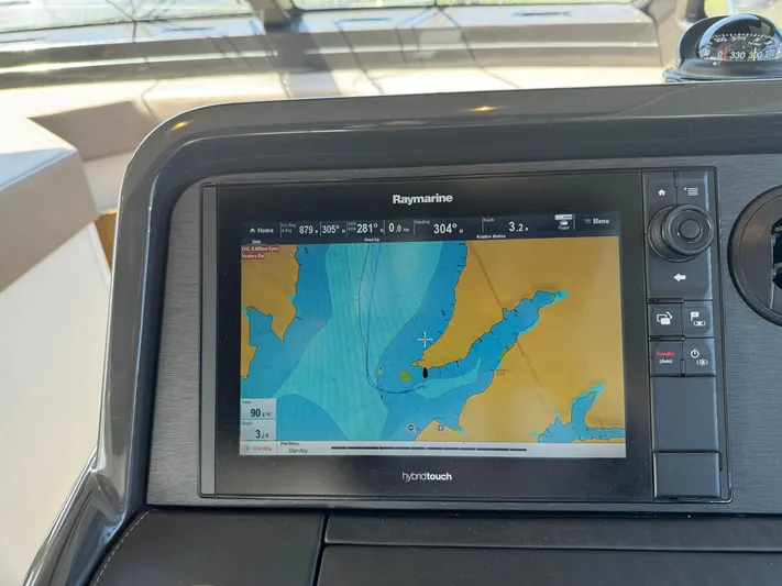 Graceful Yacht Photos Pics Raymarine navigation display on 2017 Sea Ray Sundancer 460 yacht, showing nautical chart.