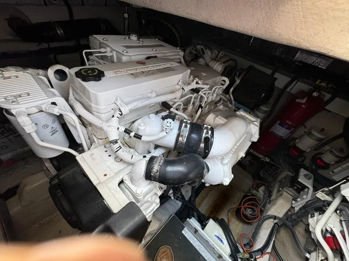 Graceful Yacht Photos Pics Engine room of 2017 Sea Ray Sundancer 460 yacht, showcasing mechanical components.