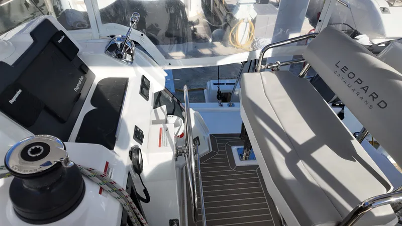 Tut Yacht Photos Pics Leopard 42 Sail 2025 cockpit with controls and seating area.