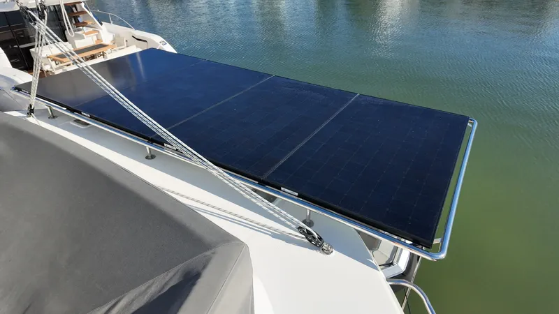 Tut Yacht Photos Pics Leopard 42 Sail 2025 with solar panel on deck.