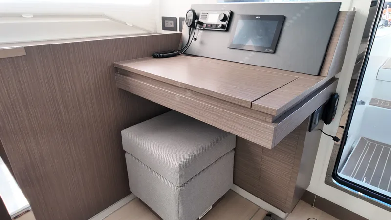 Tut Yacht Photos Pics Interior of Leopard 42 Sail 2025 with navigation station.