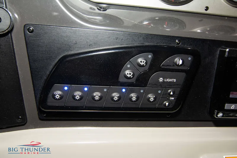  Yacht Photos Pics Control panel of 2016 Sea Ray 370 Sundancer boat with light and function switches.