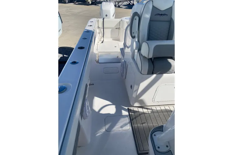  Yacht Photos Pics 2023 Invincible 33 Catamaran interior with seating and deck details.