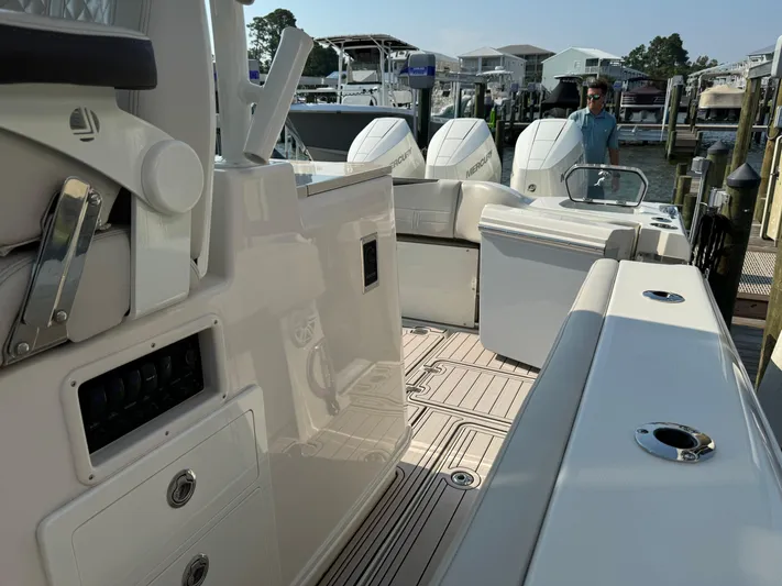  Yacht Photos Pics 2024 Sailfish 360 CC boat interior with modern design and powerful engines.