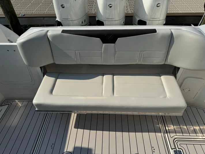  Yacht Photos Pics 2024 Sailfish 360 CC boat with foldable rear bench seat.