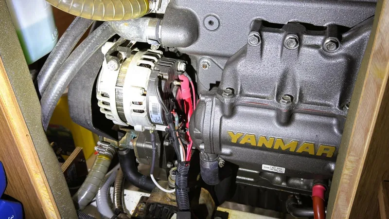 Batesea Yacht Photos Pics Engine compartment of a 2020 Beneteau Oceanis 46.1 sailboat with Yanmar engine.