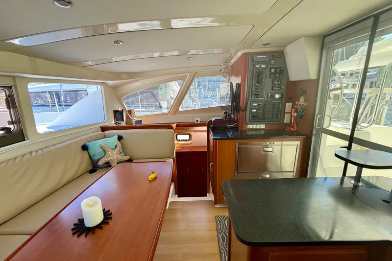  Yacht Photos Pics Interior of 2012 Leopard 39 yacht with modern design and navigation equipment.